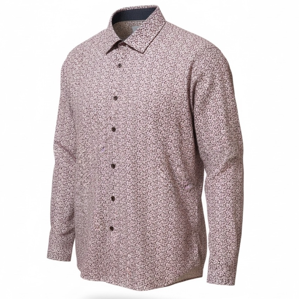 CON.STRUCT Slim Fit 4 Way Stretch Cooling Comfort purple floral shirt L 16-16.5